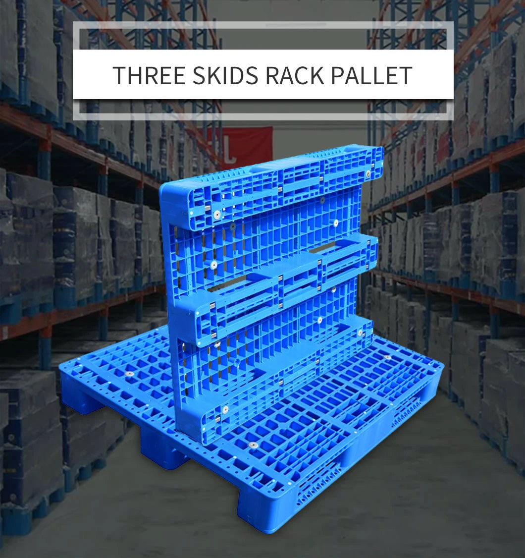 Wholesale Standard Size 1200*1000*150mm Grid 3 Skids 4 Way Entry Steel Reinforced Industrial Durable Warehouse Storage Rackable Euro Heavy Duty Plastic Pallet