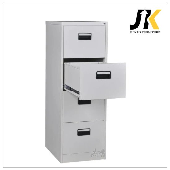 Büromöbel, Schreibtisch, Metall, vertikaler Aktenschrank, 4 Schubladen, seitlicher Aktenschrank aus Stahl (Hellgrau, Weiß und Schwarz)